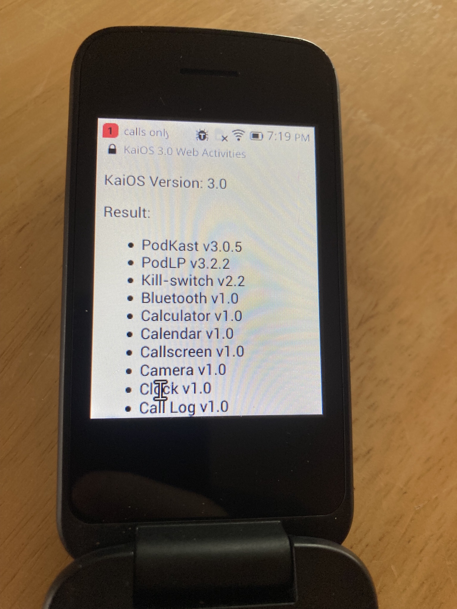 Photo of app list with versions exposed on Alcatel Go Flip 4 (KaiOS 3.0) browser Photo of app list with versions exposed on Alcatel Go Flip 4 (KaiOS 3.0) browser