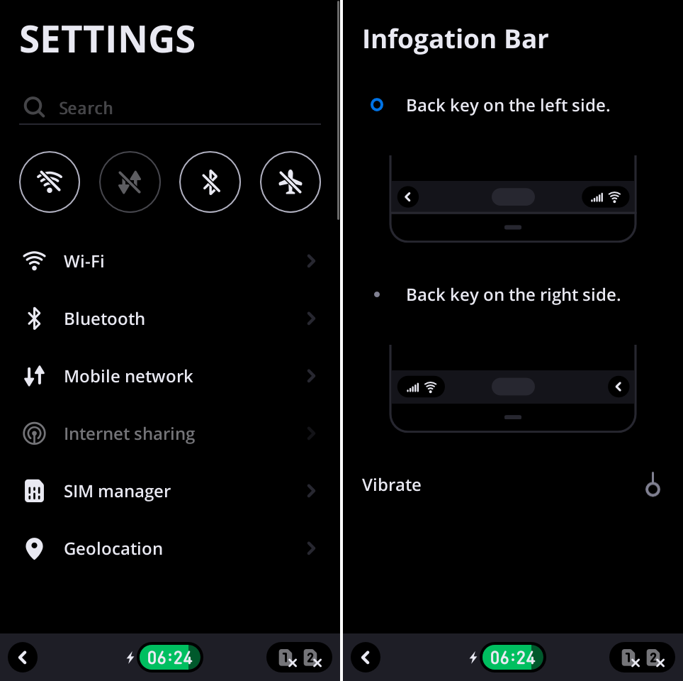 KaiOS Smart Touch Settings