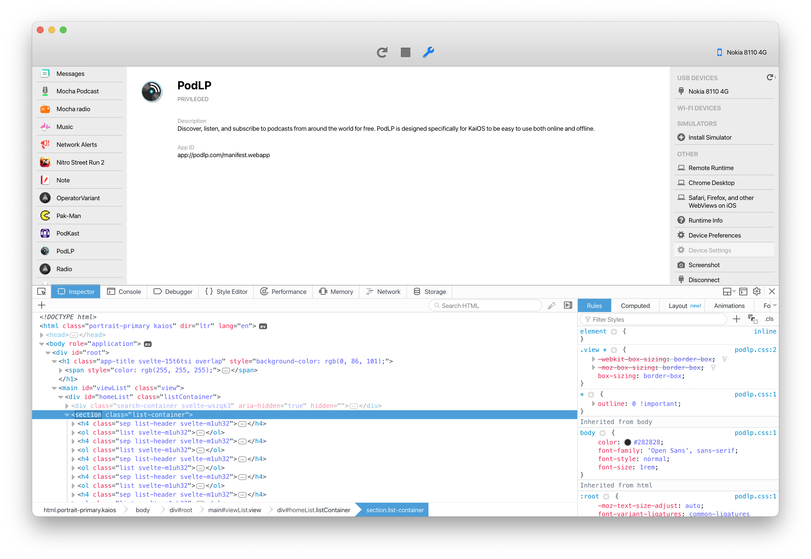 WebIDE in Waterfox Classic